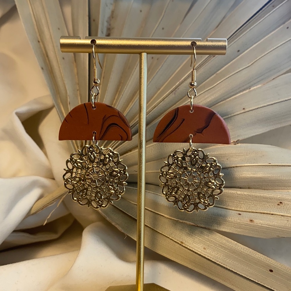 Tortoise-Inspired Polymer Clay Earrings